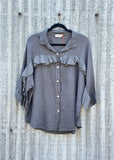 Ruffle Linen Button Shirt