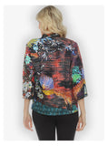 Tasteful Peacock Flower Silk Blouse