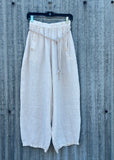 Belted Barrel Linen Pant