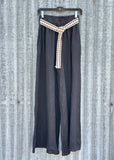Belted Linen Palazzo Pant