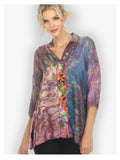 Patch Print Tie Dye Silk Notch Collar