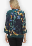 Colorful Dragonfly Citron Style Silk Blouse