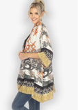 Waves and Cranes Silk Kimono Top