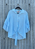 Ruffle Sleeve / Tie Button-up Shirt