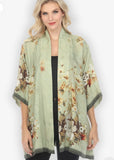 Peony Mint Green Silk Kimono