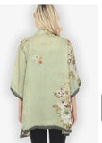 Peony Mint Green Silk Kimono