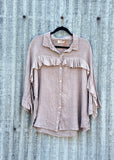 Ruffle Linen Button Shirt