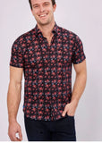 Max Colton Black with Red Octopus and Blue Bubbles Short Sleeve Shirt