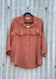 Ruffle Linen Button Shirt