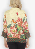 Lotus Embroidery Print Silk Blend Blouse