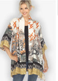 Waves and Cranes Silk Kimono Top
