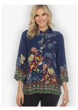Mums and Border Silk Blouse