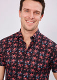 Max Colton Black with Red Octopus and Blue Bubbles Short Sleeve Shirt