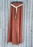 Belted Linen Palazzo Pant
