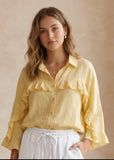 Ruffle Linen Button Shirt