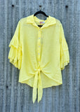 Ruffle Sleeve / Tie Button-up Shirt